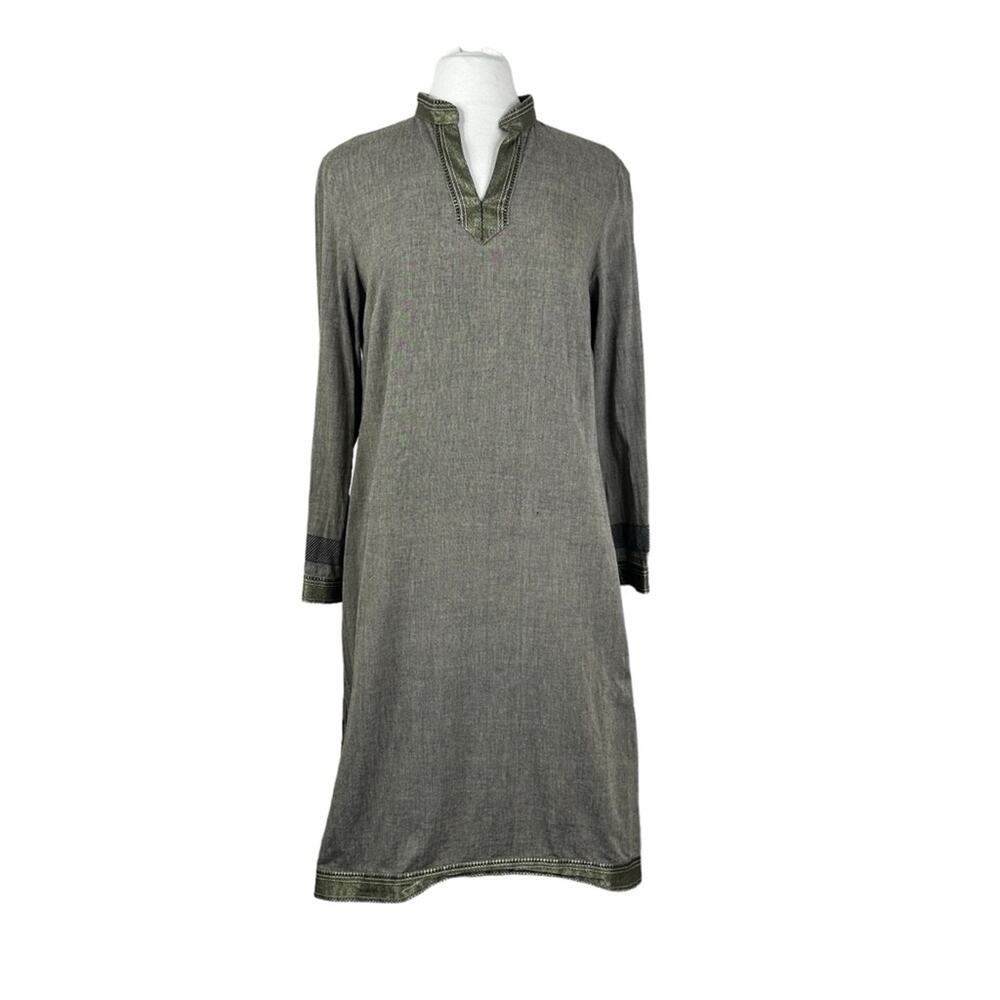 eShakti Tunic Dress Womens Large Cotton Long Sleeve Lagenlook Minimalist